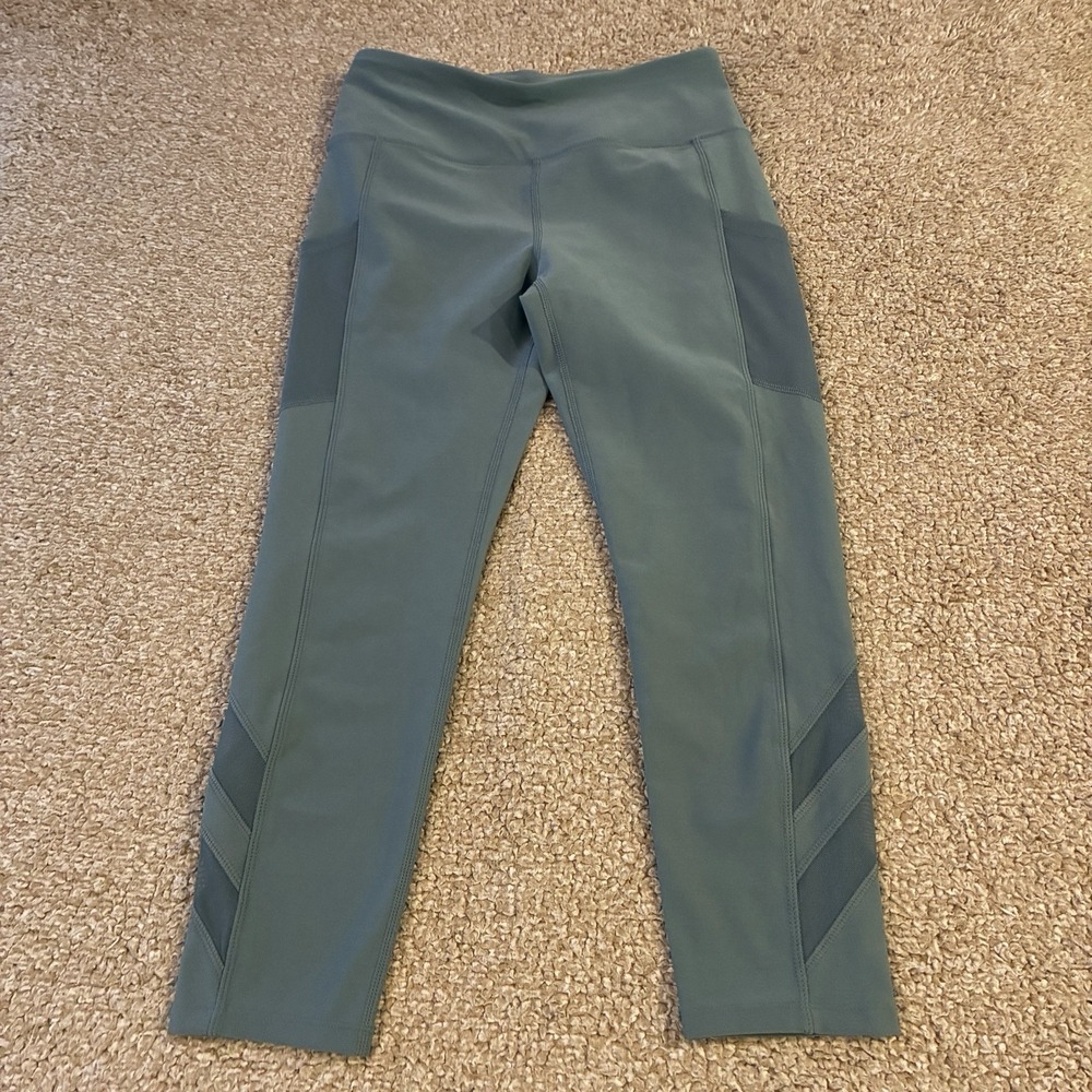 Mondetta Capri Leggings Small Blue Mesh Pocket High Rise Stretch Athletic Pants